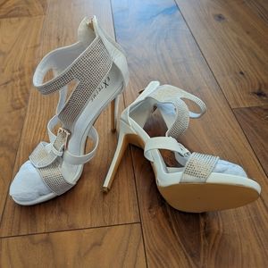 Chic white diamond strappy heels